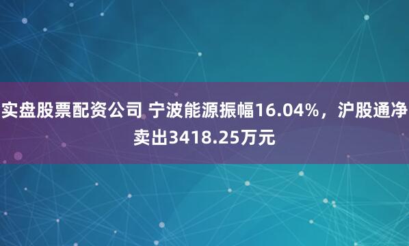 实盘股票配资公司 宁波能源振幅16.04%，沪股通净卖出3418.25万元